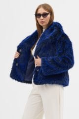 PREMİUM KÜRK ŞAL YAKA CEKET (Kırçıllı Lacivert)