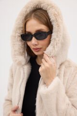 PREMİUM MİNK KAPÜŞONLU CEKET (Bej)