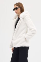 PREMİUM MİNK KAPÜŞONLU CEKET (Beyaz)