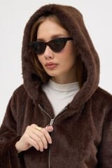 PREMİUM MİNK KAPÜŞONLU CEKET (Acı Kahve)