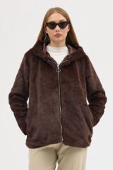 PREMİUM MİNK KAPÜŞONLU CEKET (Acı Kahve)