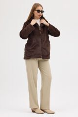 PREMİUM MİNK KAPÜŞONLU CEKET (Acı Kahve)