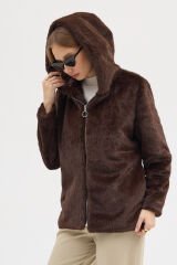 PREMİUM MİNK KAPÜŞONLU CEKET (Acı Kahve)