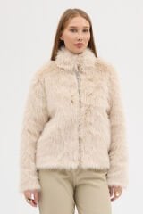 PREMİUM KÜRK FERMUARLI DÜZ CEKET (Bej)