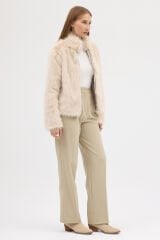 PREMİUM KÜRK FERMUARLI DÜZ CEKET (Bej)