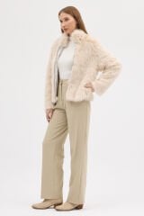 PREMİUM KÜRK FERMUARLI DÜZ CEKET (Bej)