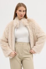 PREMİUM KÜRK FERMUARLI DÜZ CEKET (Bej)