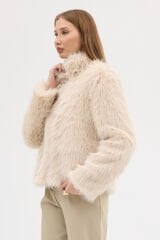 PREMİUM KÜRK FERMUARLI DÜZ CEKET (Bej)