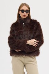 PREMİUM KÜRK FERMUARLI DÜZ CEKET (Acı Kahve)