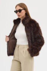 PREMİUM KÜRK FERMUARLI DÜZ CEKET (Acı Kahve)