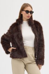 PREMİUM KÜRK FERMUARLI DÜZ CEKET (Acı Kahve)