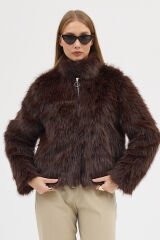 PREMİUM KÜRK FERMUARLI DÜZ CEKET (Acı Kahve)