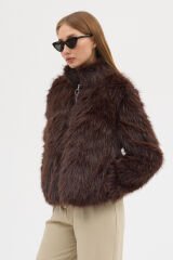 PREMİUM KÜRK FERMUARLI DÜZ CEKET (Acı Kahve)