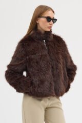 PREMİUM KÜRK FERMUARLI DÜZ CEKET (Acı Kahve)