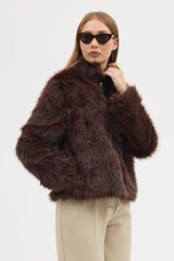 PREMİUM KÜRK FERMUARLI DÜZ CEKET (Acı Kahve)