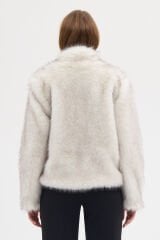 PREMİUM KÜRK FERMUARLI DÜZ CEKET (Kırçıllı Beyaz)