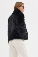 PREMİUM KÜRK FERMUARLI DÜZ CEKET (Siyah)