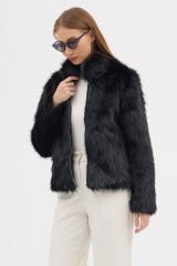 PREMİUM KÜRK FERMUARLI DÜZ CEKET (Siyah)