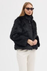 PREMİUM KÜRK FERMUARLI DÜZ CEKET (Siyah)