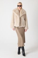 PREMİUM KÜRK ŞAL YAKA CEKET (Bej)