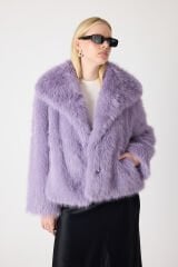 PREMİUM KÜRK ŞAL YAKA CEKET (Lila)
