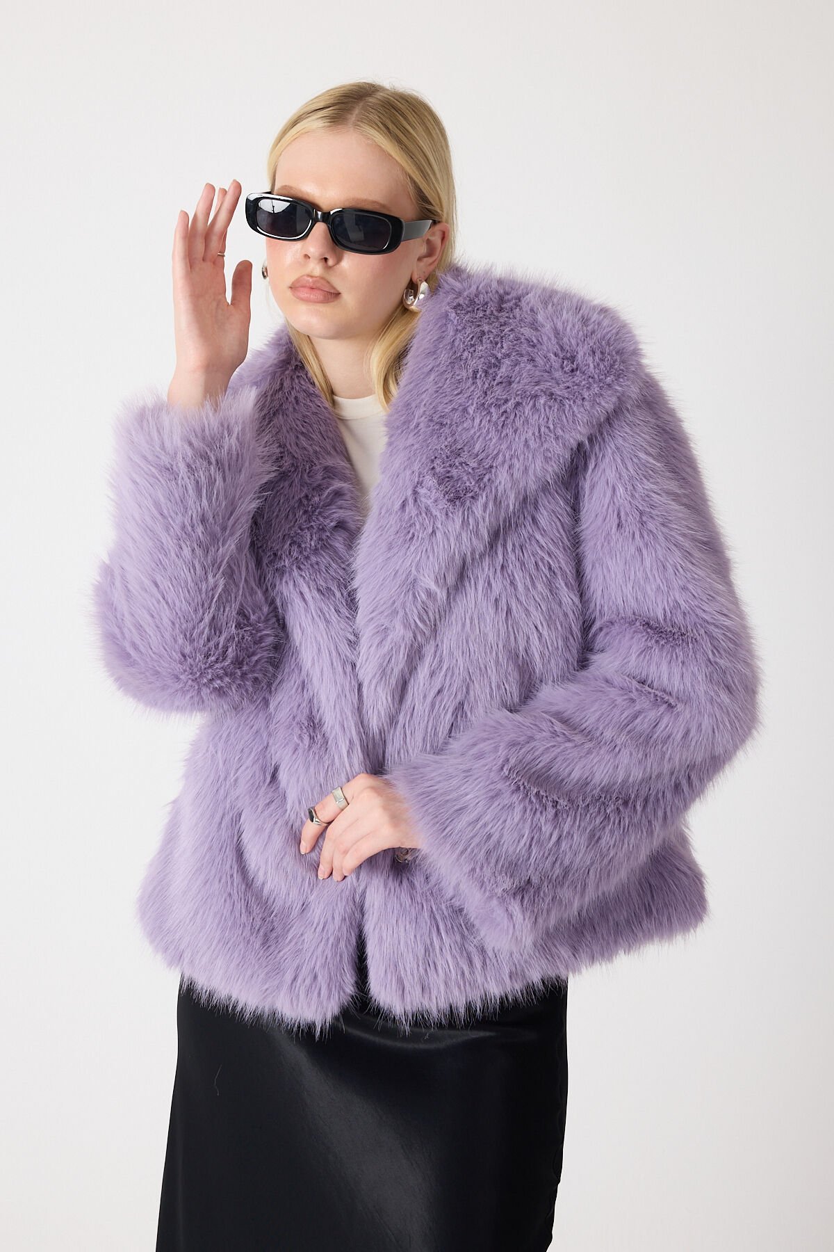 PREMİUM KÜRK ŞAL YAKA CEKET (Lila)