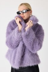 PREMİUM KÜRK ŞAL YAKA CEKET (Lila)