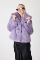 PREMİUM KÜRK ŞAL YAKA CEKET (Lila)