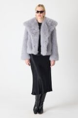 PREMİUM KÜRK ŞAL YAKA CEKET (Gri)